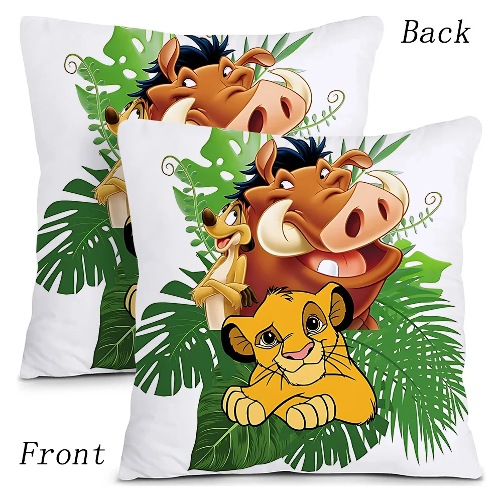 Disney Cartoon The Lion King Pillow Covers Cartoon Sofa Decorative Home Double-sided Printing Short Plush Cute Cushion Cover