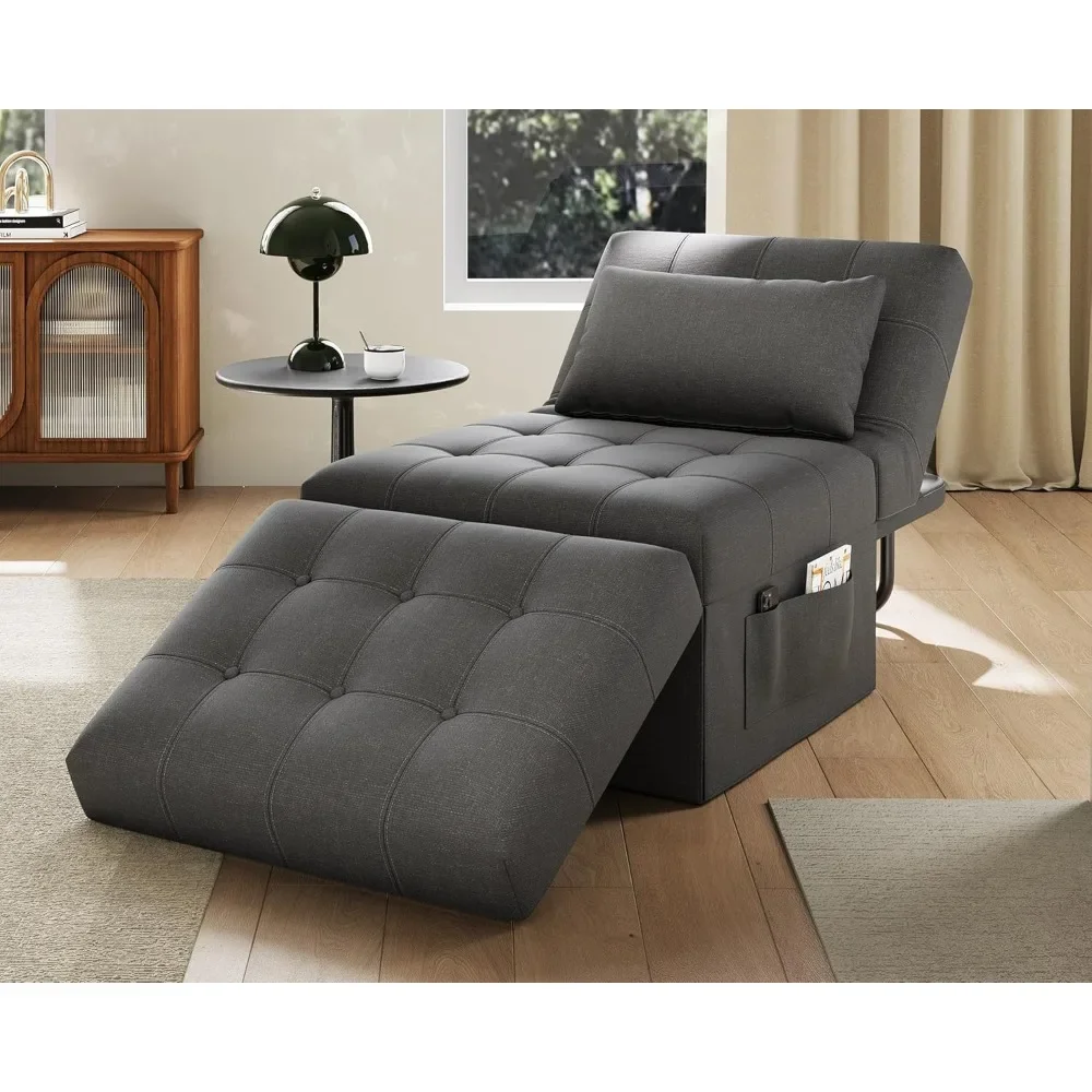 

Sofa Bed, 4 in 1 Multi-Function Folding Ottoman, Sleeper Chair with Ajustable Backrest, Convertible Sofa Bed for Living Room, D