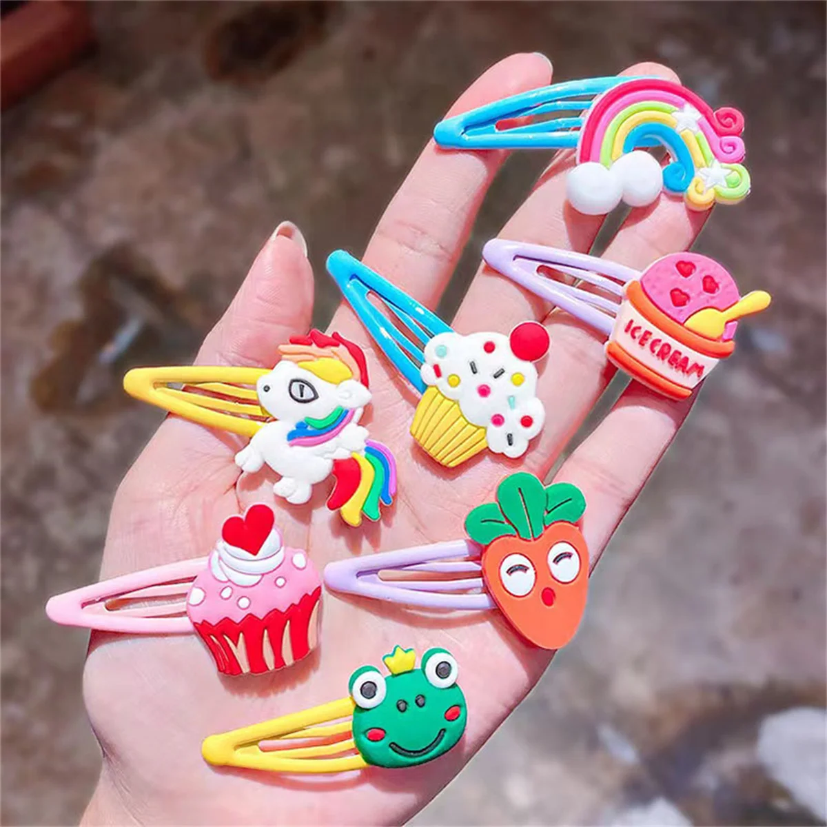 10PCS/Set New Girls Cute Cartoon Ice Cream Unicorn Hairpins Kids Lovely Hair Clips Barrettes Headband Fashion Hair Accessories view 4