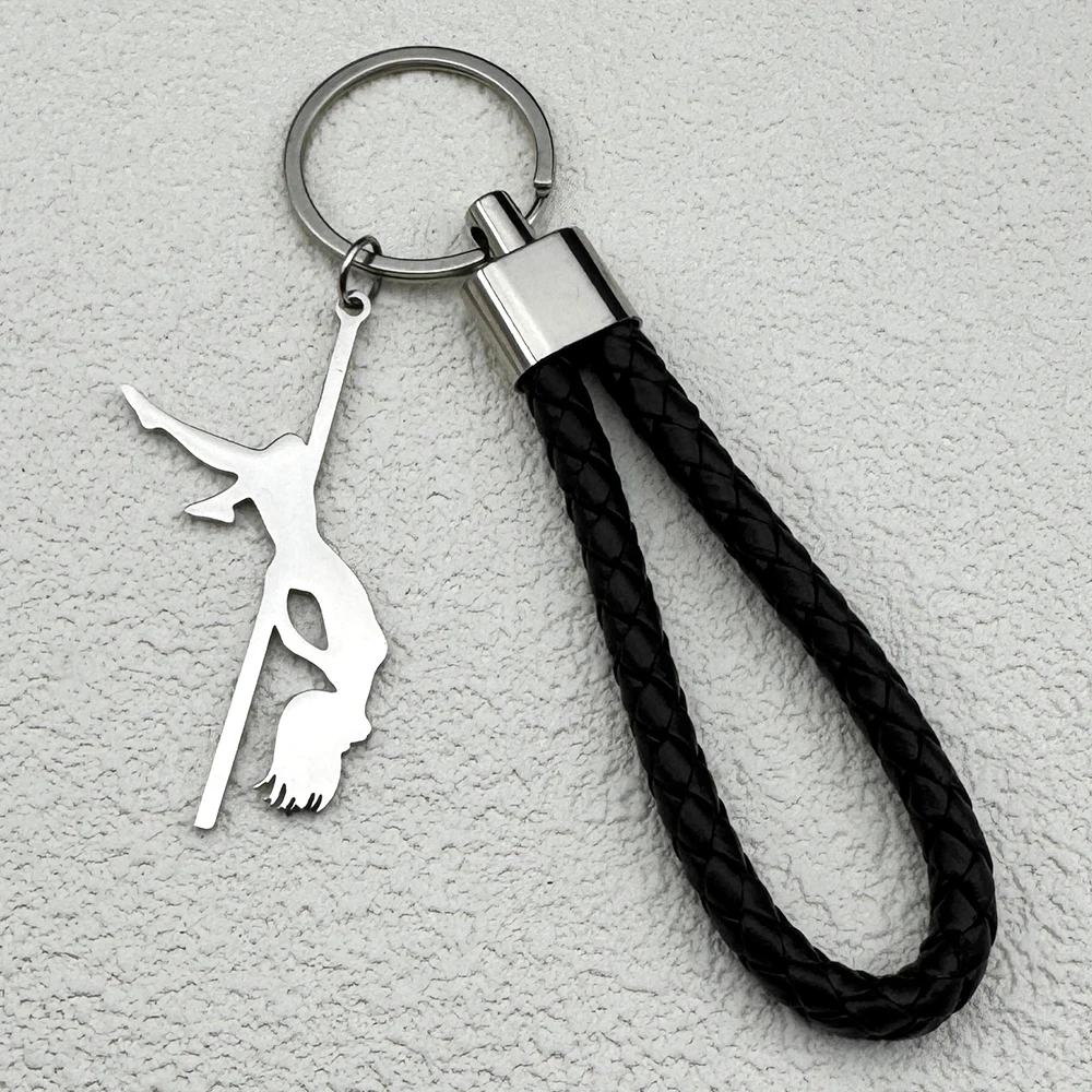 Pole Dance Mädchen Musical Schlüsselanhänger Für Frauen Männer Edelstahl Pu Leder Tasche Charme Kunst Liebhaber Schlüsselanhänger Schmuck Geschenke – Detail 6