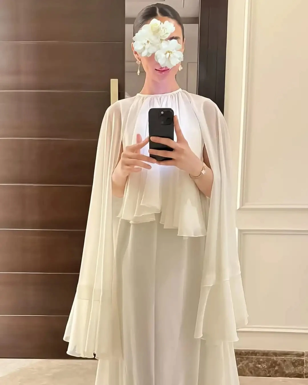 

Elegant White Evening Banquet Dress 2026 O-Neck Cap Sleeves Floor Length Chiffon Formal Prom Party Gowns Pageant Birthday Dresse