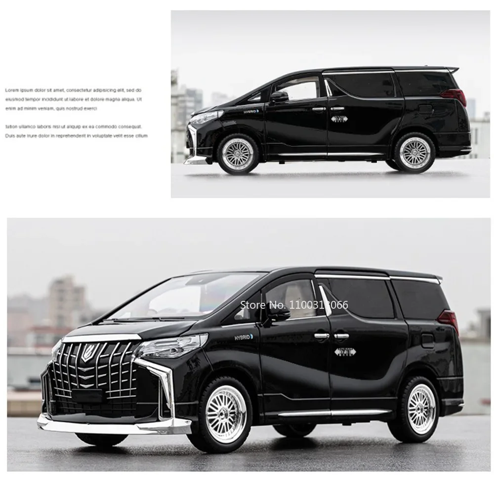 1:18 Metal Toyota Alphard Cars Miniature Model Toys Automatic Door MPV Light Sound Vehicles Toy for Children Birthday Presents