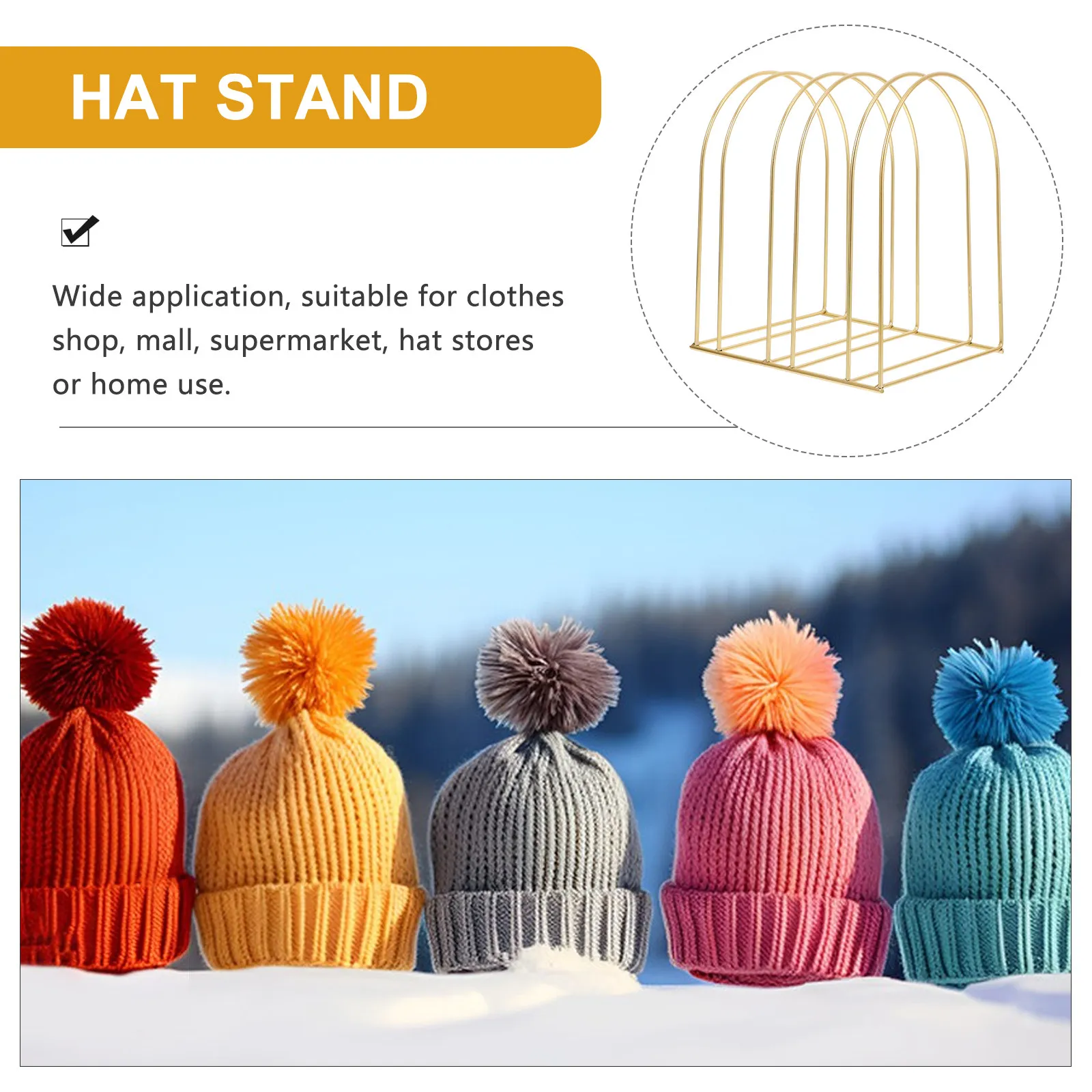 Woolen Hat Storage Rack Iron Wire Stand Stable Hollow Base Hat Holder for Home Shop Display Multipurpose Display Stand