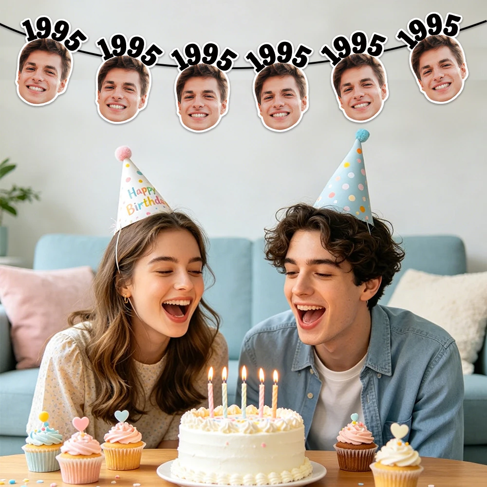 8pcs Personalized Face Photo Banner Any Party, Funny Face Cutout Decoration for Birthdays, Weddings and Graduations