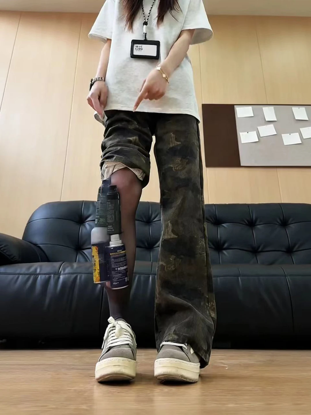 

American Retro Camouflage Jeans Men's Slim Fit Straight Leg Workwear Micro Flared Pants Spring Youth Vitali Sle Casual Tr...