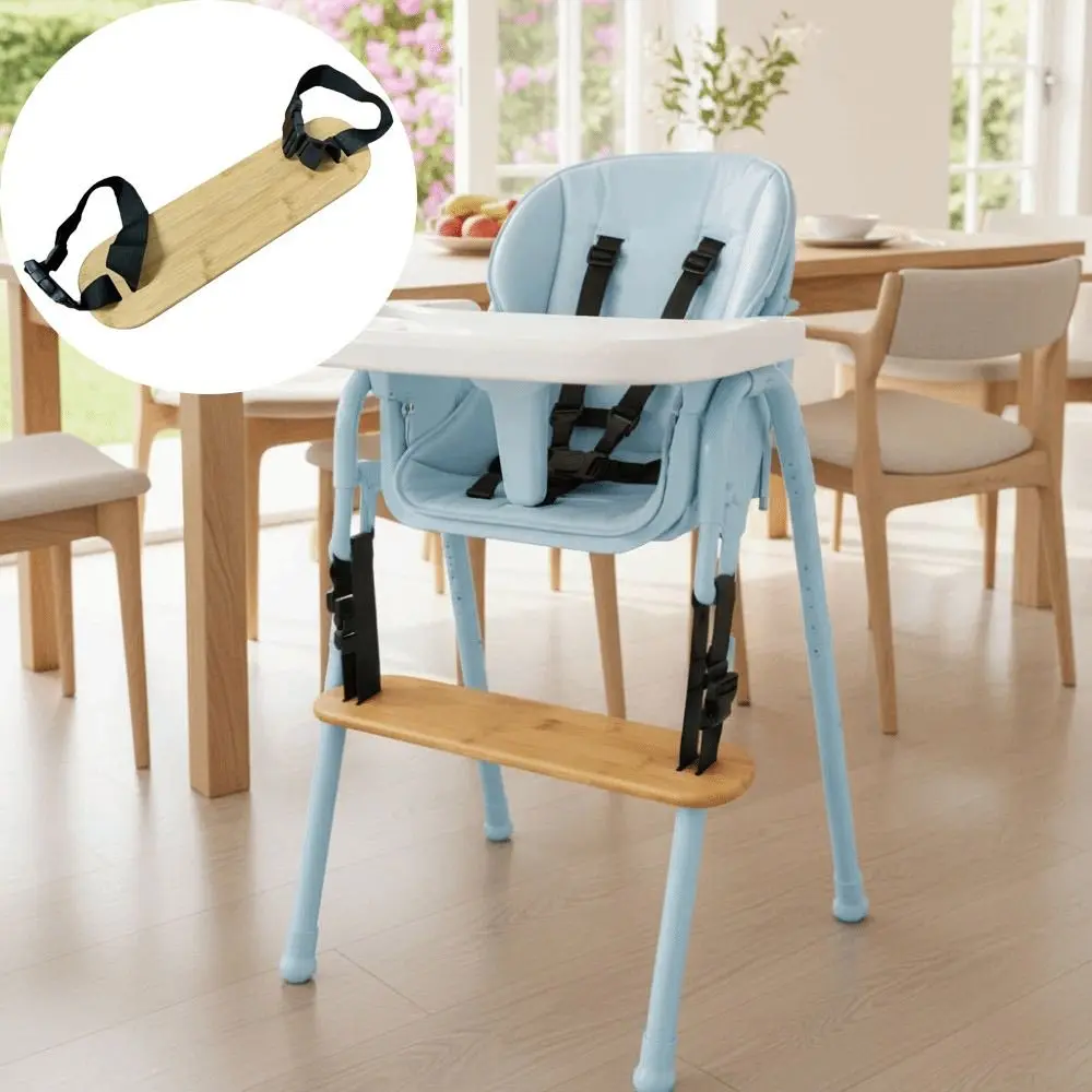 Replacement Adjustable Height Footrest Bamboo Wooden Foot Pedal Hanging Rope With Rope High Chair Footrest Kids