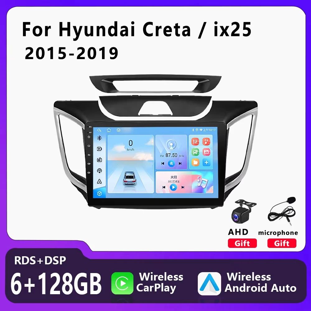 Car Radio Multimedia Video Player For Hyundai Creta IX25 2015-2019 Wireless Carplay Android Auto GPS Navigation Stereo Head Unit