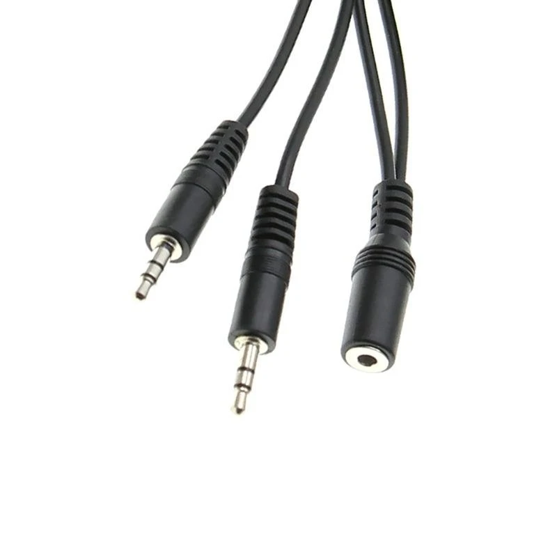 4XFC Standard 3.5mm Female to Double 3.5mm Male Sharing Cable Y Splitter Cord Wire Microphone Speaker Adapter Cable