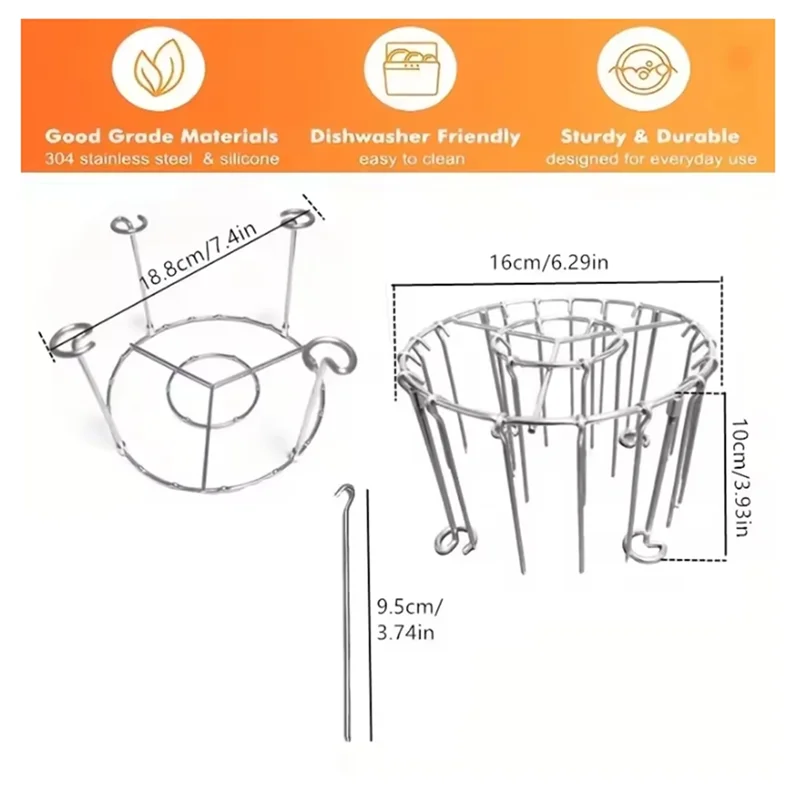 -A89Z Stainless Steel Vertical Grill Rack Skewer Holder With 24 Skewers Suitable For 3.2QT-5.5QT Air Fryers
