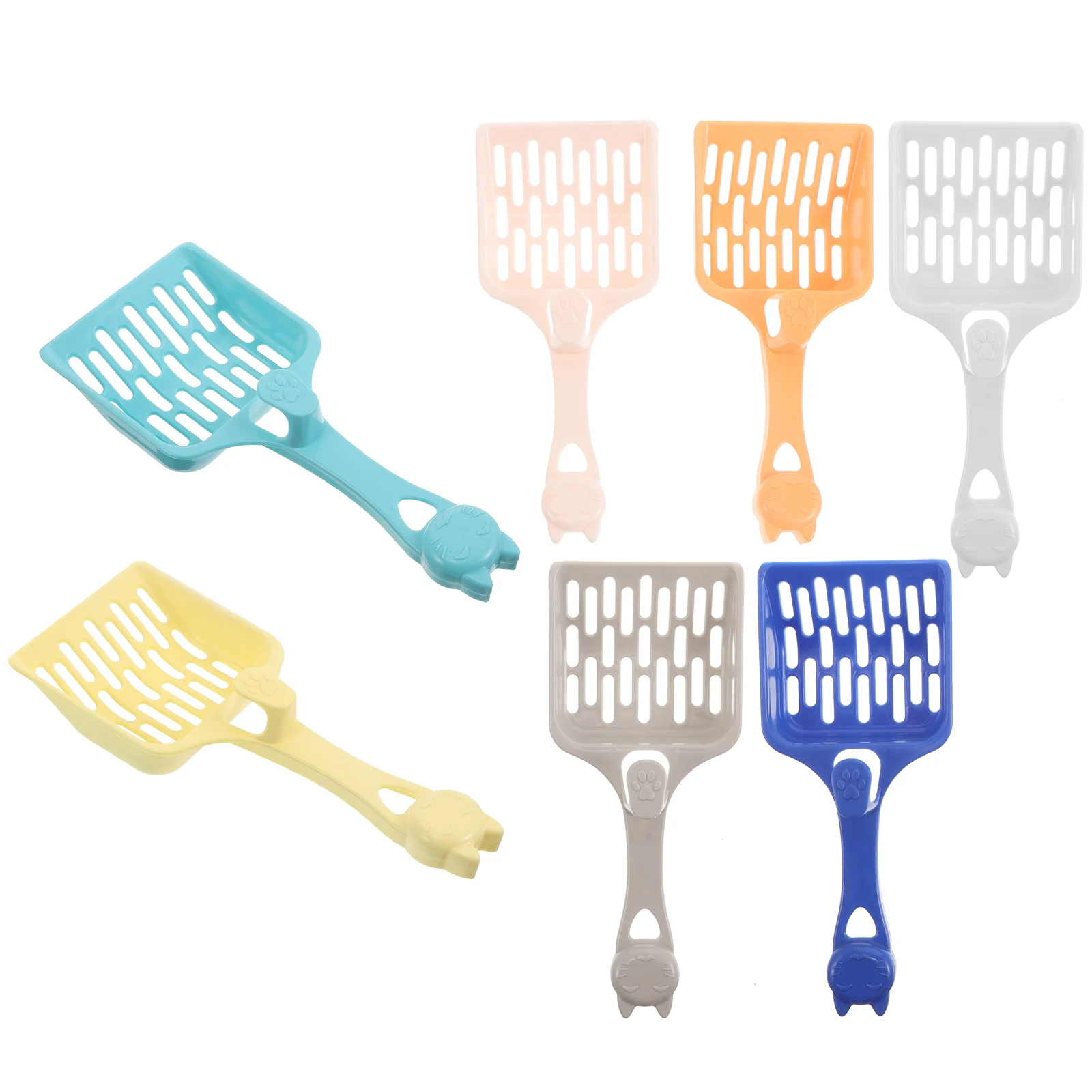 

7pcs Shovel Long Handle Fine Sifting Plastic Pet Fine Litter Scooper Poop Scoops Kitten Litter Box Sifter Tool