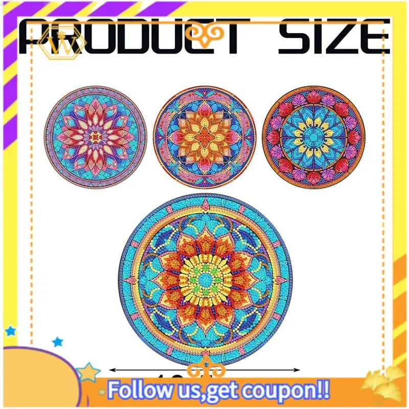 Latest-4Pcs DIY Diamond Art Painting Placemat Round Non-Slip Acrylic Table Mats For Table Decor Durable A