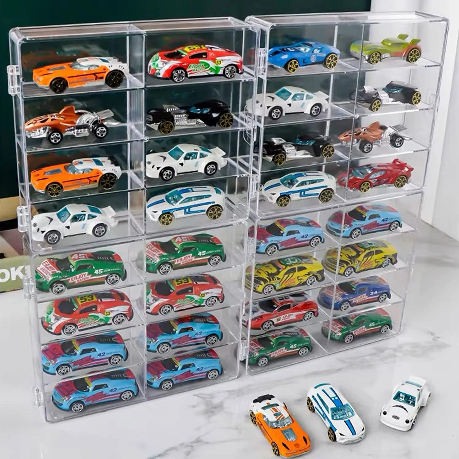 1/64 carros de brinquedo acrílico expositor caso limpar vitrine gabinete caixa armazenamento para rodas quentes de armazenamento mini carro modelo &