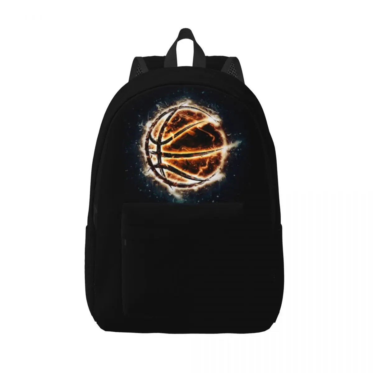 

Burning Basketball Casual Backpack Outdoor Student Hiking Travel Sports Lover Daypack for Men Women Laptop Shoulder Bag