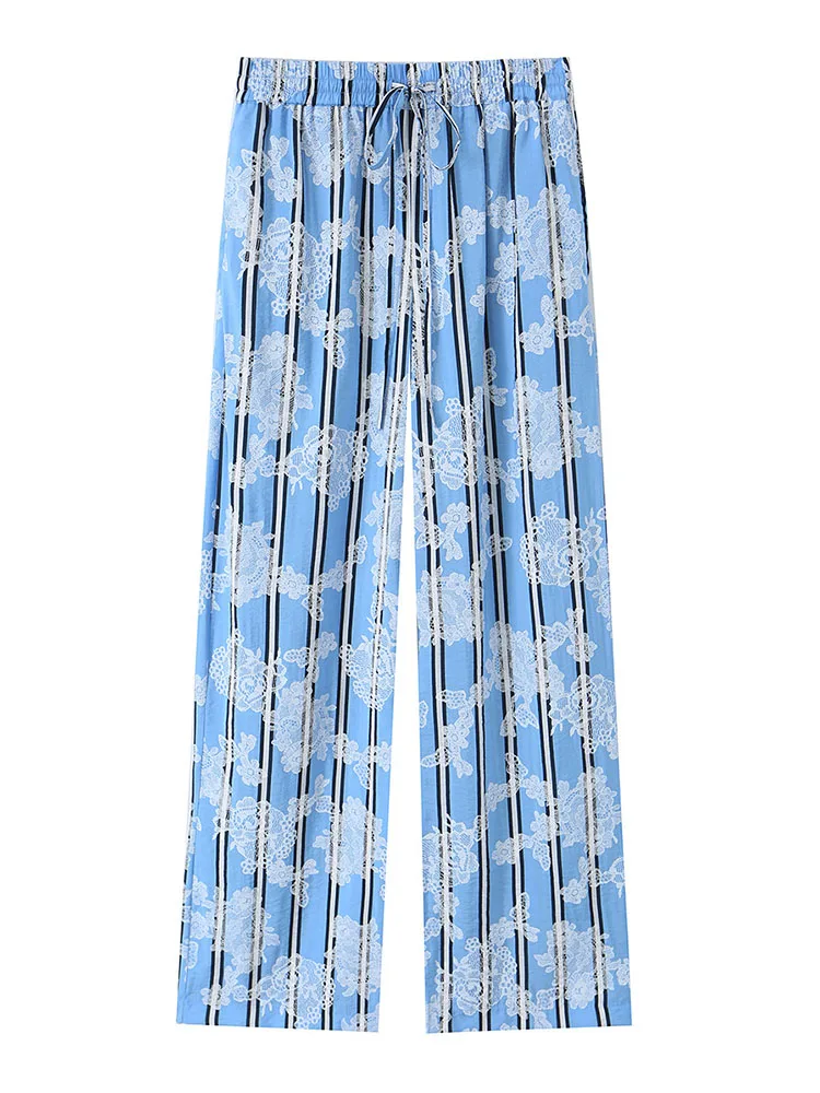 HH Women Summer Spring Fashion Trousers Confortable Vacation Elegant Hight-Rise Loose Casual Pants Women Drawstring Waist Pants
