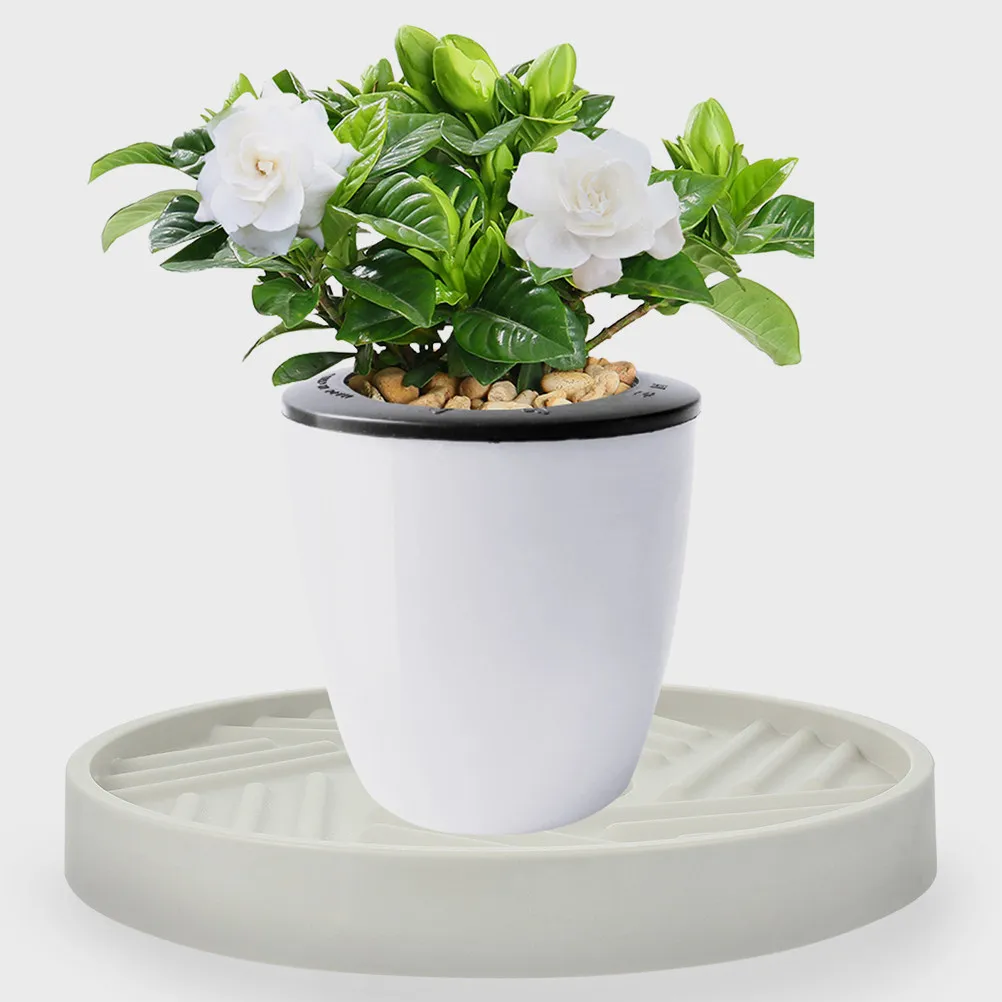 Garden Round Striped Rolling Plant Stand Swivel Wheels Indoor Outdoor Balcony Patio Planter with Wheels Rotating Plant Stand