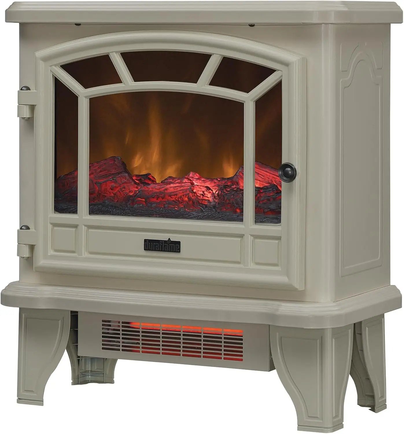 

Infrared Quartz Electric Fireplace Stove Heater Cream Durable metal body construction with operable door Overheat protection