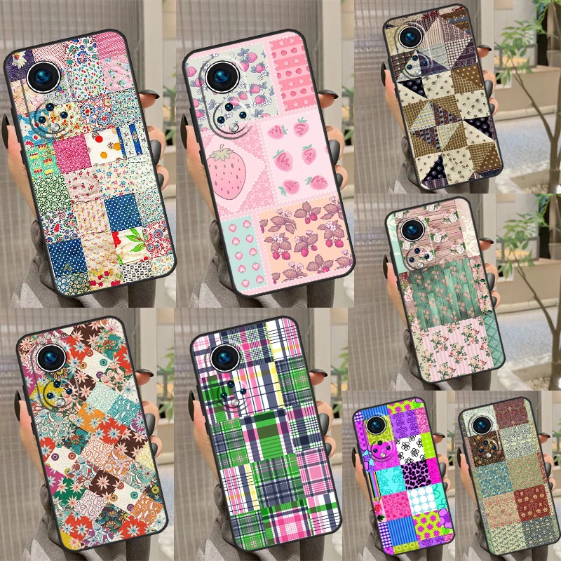 Vintage Patchwork Case Cover For Honor X8a X9a X7a X6a X7 X8 X9 50 70 90 Lite Honor 8X 9X Magic 5 Lite Pro