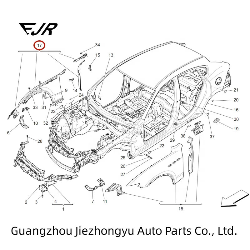 الجبهة لمازيراتي ليفانتي OEM 673005578 قطع غيار السيارات عالية الجودة
