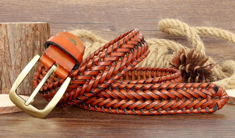 Männer Und Frauen Gürtel Aus Echtem Leder Weibliche Luxus Strap Gürtel Kummerbund Gewebt Gestrickte Qualität Hohe Jeans Hosen Zubehör – Detail 6