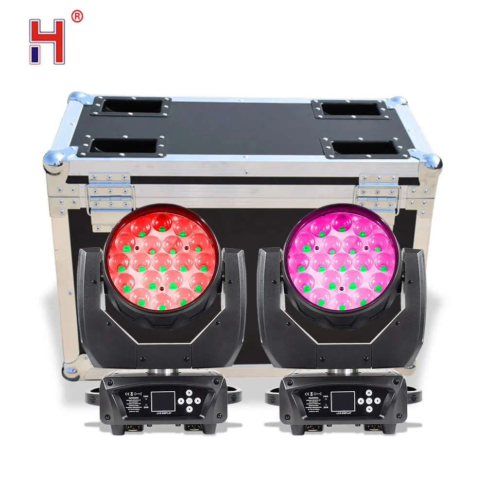 LED Moving Wash 19*15W RGBW 4In1 LEDs Mobile Head AURA Backlight DJ Equipment For Wedding Disco Dance Floor Nightclub Bar