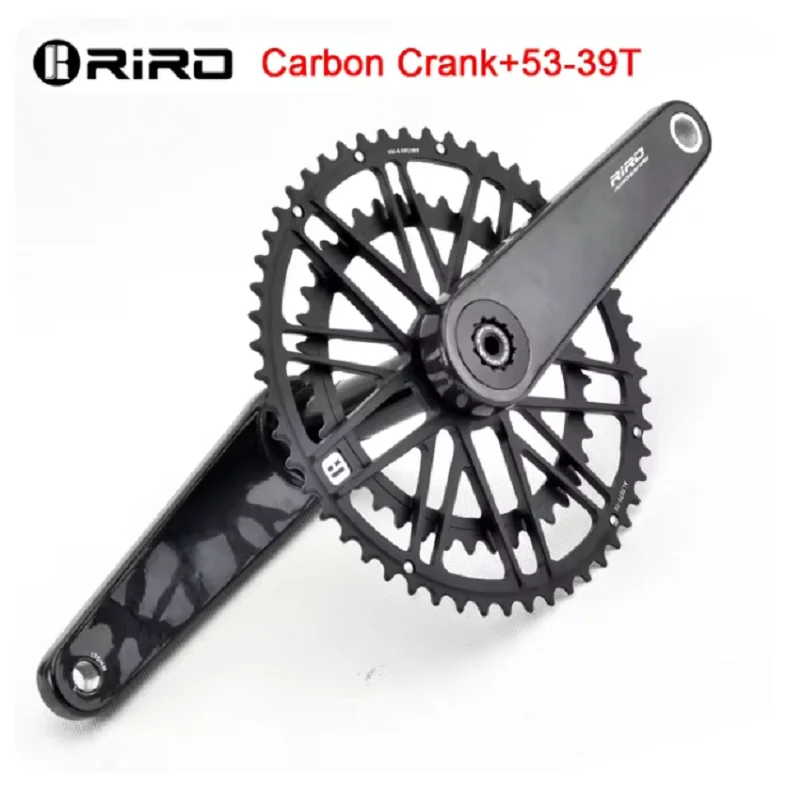 RIRO Carbon Fiber Crank Road Bike 29MM 11/12 Speed 50-34/52-36/53-39T MS Direct Mount/110/130BCD Bicycle Crankset Chainring