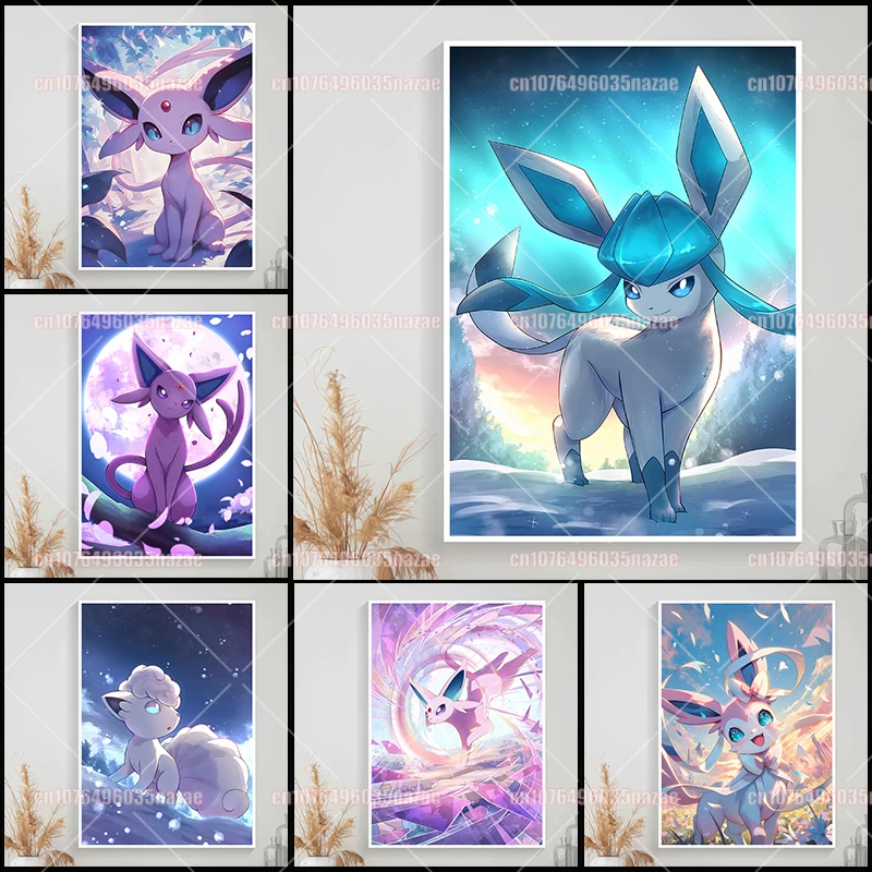 

Cartoon Pokémon Anime Poster Canvas Painting Pikachu Watercolor Children's Room Decoration Wall Hanging Painting Children's Gift