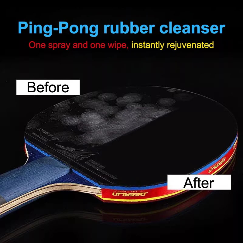 

100ml Table Tennis Racket Rubber Cleaner - Special Spray Wipe + Protective Film Edge Strap