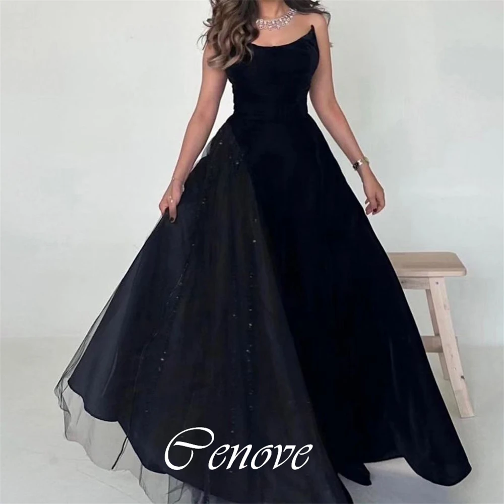 

Cenove 2024 Arab Dubai Strapless Prom Dress Floor-Length With Sleeveless Evening Fashion Elegant Party Dress For Women