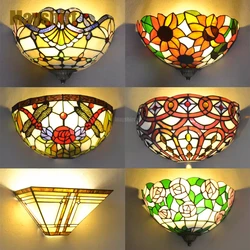 Tiffany Wall Sconce Vintage Baroque Stained Glass Wall Lamp Wall Lights for Home Decor Bedroom Bathroom Mirror Light Fixtures