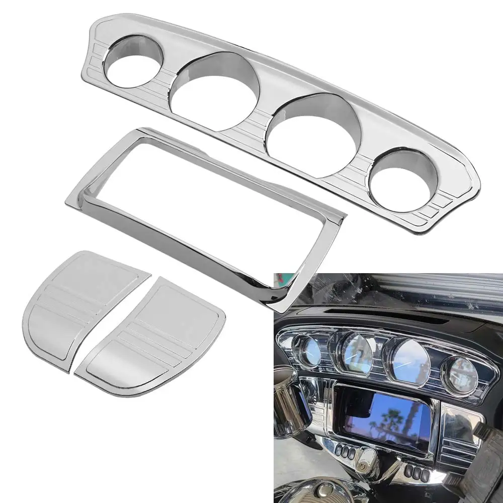 Inner Fairing Gauge Stereo Switch Panel Chrome Trim Accents Cover Motorcycle For Harley Tri Glide Ultra Classic FLHTCUTG 2014-23