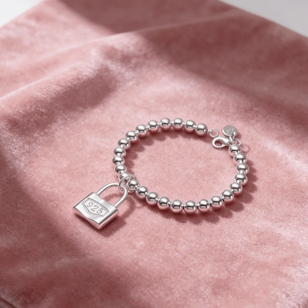 charms 925 Sterling Silver solid Lock Cute Bracelets for Women Lady Wedding Accessories Party Fashion Jewelry
