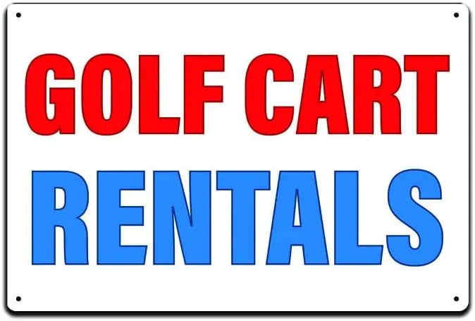 JP's Parcels Tin Signs Golf Course Warning - Metal Sign 12 x 8 in. Golf Cart Rentals sign