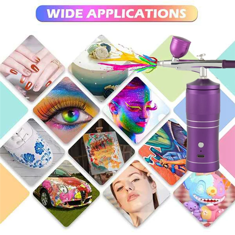 Kit de aerógrafo A05G, aerógrafo compresor para máquina de aerógrafo de uñas recargable de mano para pintar modelo, maquillaje, decoración de pasteles