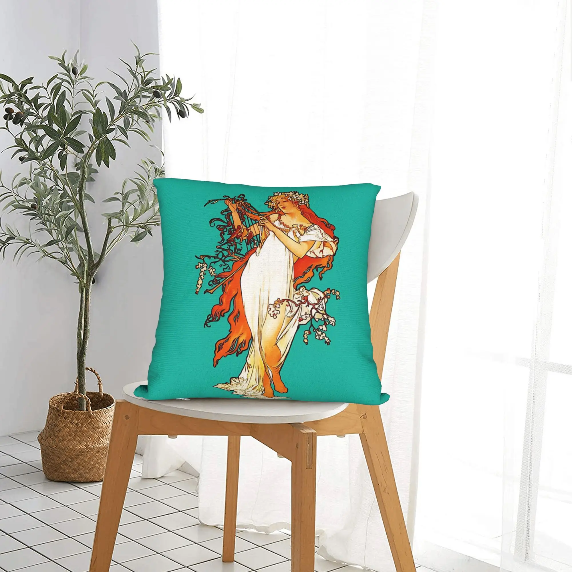 Alphonse Mucha  Square Pillow Cases  Cushion Covers Customized Zipper Decorative Throw Pillow Case Cover for Bed
