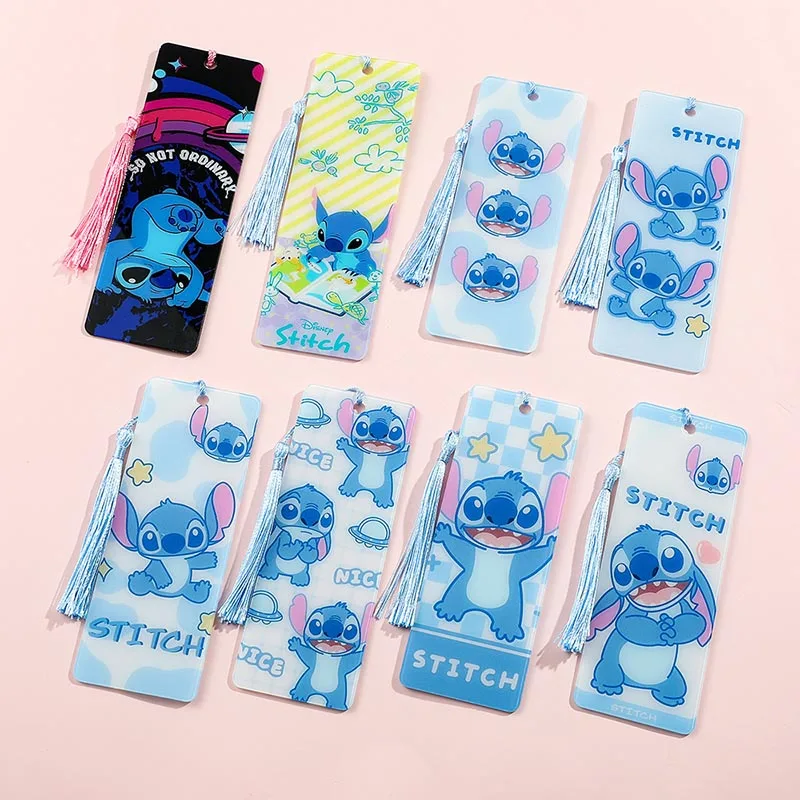 16pcs/lot Disney Stitch Acrylic Bookmark Creative Tassels Book Mark For Books Office School Office Supplies Stationery Gift