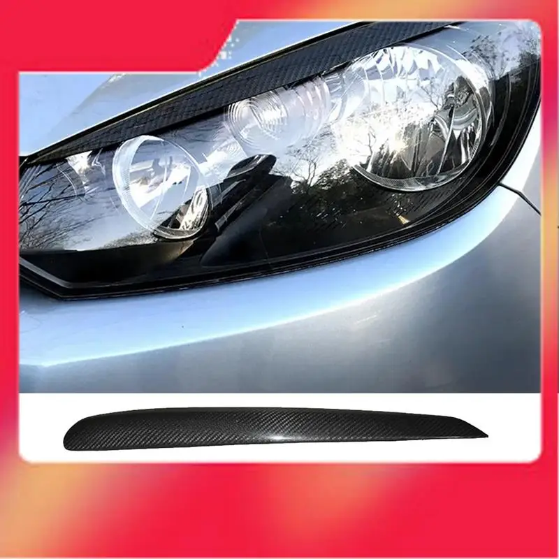 

Car Carbon Fiber Headlights Eyebrows Eyelids Cover Eyelash Head Light Stickers For VW Golf 6 GTI MK6 2008-2012-M54K