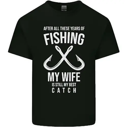 Wife Best Catch Funny Fishing Fisherman Mens Cotton T-Shirt Tee Top