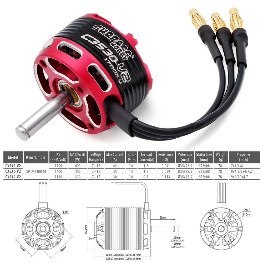 SURPASS HOBBY Brushless Motor 2-5S C3530 C3536 C3542 C3548 V2 For RC Aircraft Plane Multicopter Brushless Outrunner Motor