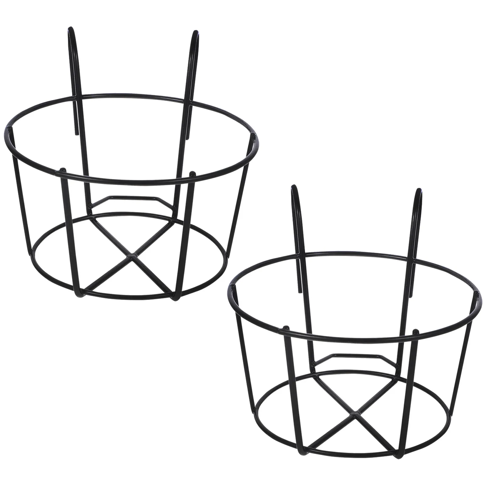 

2Pcs Bonsai Hanging Flowerpot Bracket Iron Basket Stand Black Medium Outdoor Balcony Plant Pot Holder Railing Hook