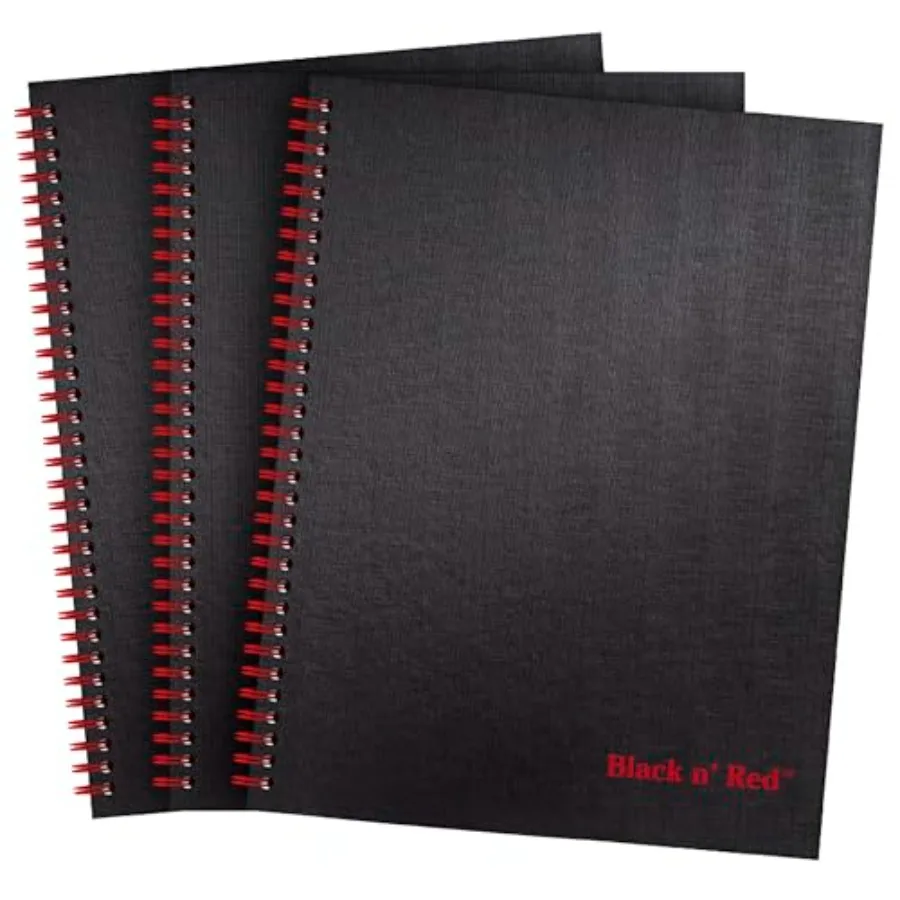 

Notebooks, Business Journals, 3 Pack, 11" x 8-1/2", 70 Sheets, Ruled, Optik Paper, Scribzee App, Hardcover, Wirebound, Black 40