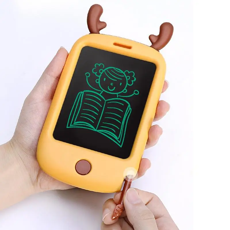 Lavagna LCD da 4,4 pollici Cartoon Deer Modellazione Tavolo da disegno per bambini Blocco elettronico per graffiti Giocattoli per tavoletta da disegno per bambini