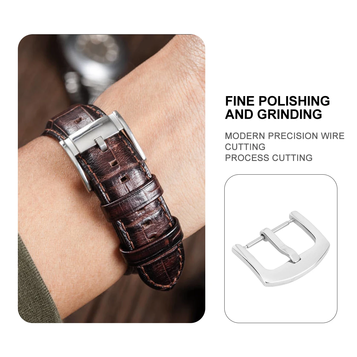 

10PCS Hight Quality Stainless Steel Pin Buckle Solid Metal Watch Strap Clasp DIY Accessories (20mm)