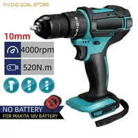 520N.M Brushless Electric Impact Wrench Cordless Electric Wrench 4000rpm for Makita 18V Battery Screwdriver Power Tools