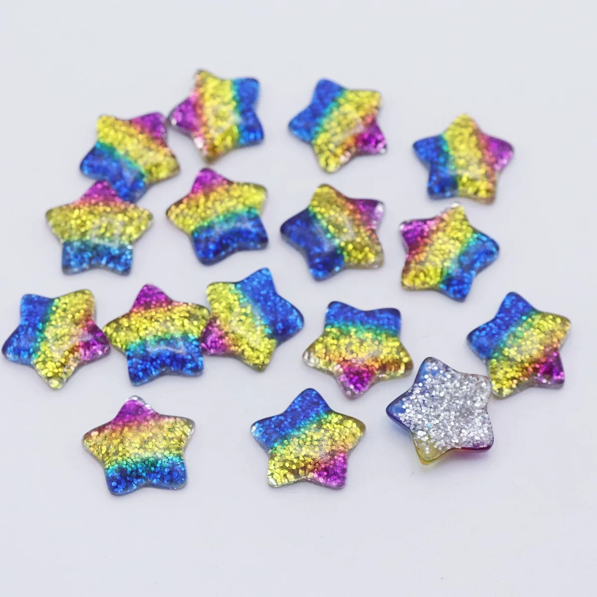 20 pz 16mm resina Glitter Sparkle Star Flatbacks cabochon abbellimenti per la creazione di carte fai da te matrimonio natale Craft Scrapbooking