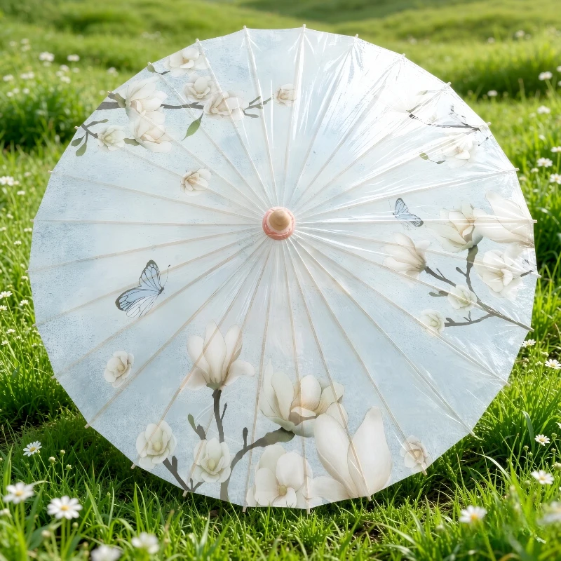 Handmade Cherry Blossom Oil Paper Folding Umbrella Double Layer Retro Hanbok Dance Performance Photography Wedding Prop 전통 우산