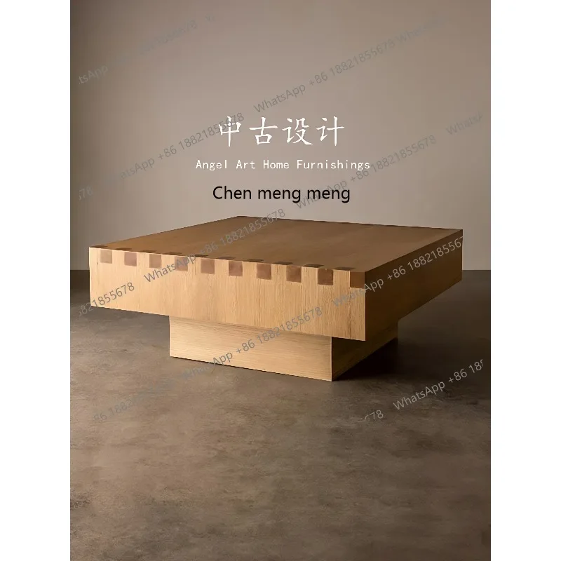 

Medieval style designer niche creative solid wood home coffee table combination retro coffee table