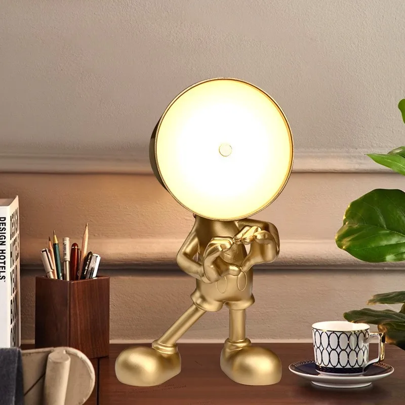 Imagem -05 - Little Golden Man Toque Recarregável Abajur Quarto Cabeceira Night Light Italiano Ins Lâmpada Decorativa Resina Holiday Gift Ins