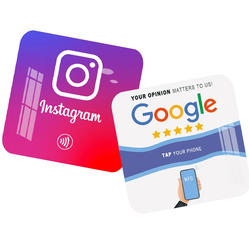 NFC Plaque for Social Media NFC Google Reviews Sign Plate Acrylic Plastic Material Large Size Square 150mm