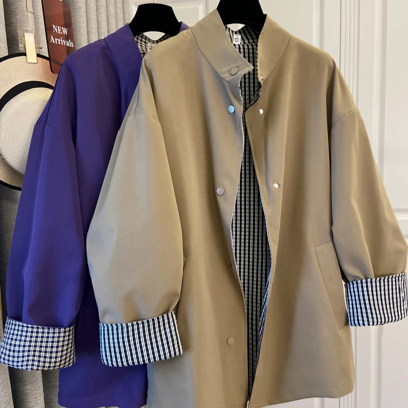 

Женское однобортное элегантное пальто с большими карманами, универсальный отложной воротник, женская лоскутная куртка, ранняя осень, новинка 2023 г.