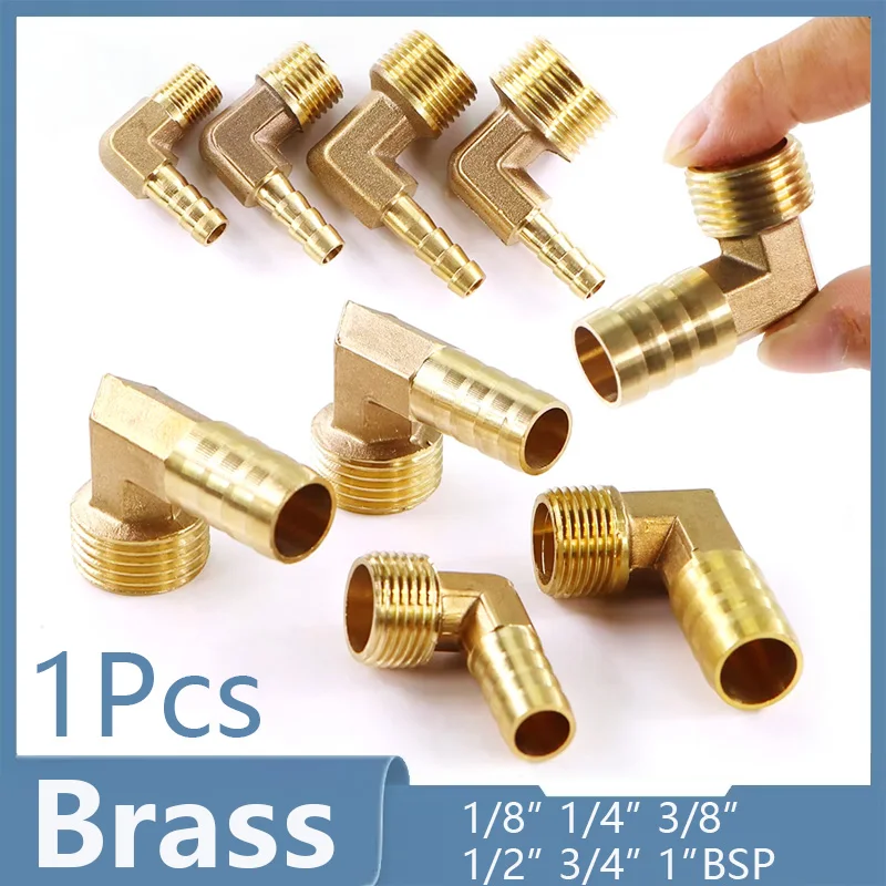 Brass Pagoda Elbow Connector 6/8/10/12~16mm Hose Barb Connector Tail Thread 1/8 1/4 3/8 1/2 3/4 1BSP Thread Brass Pipe Fittings
